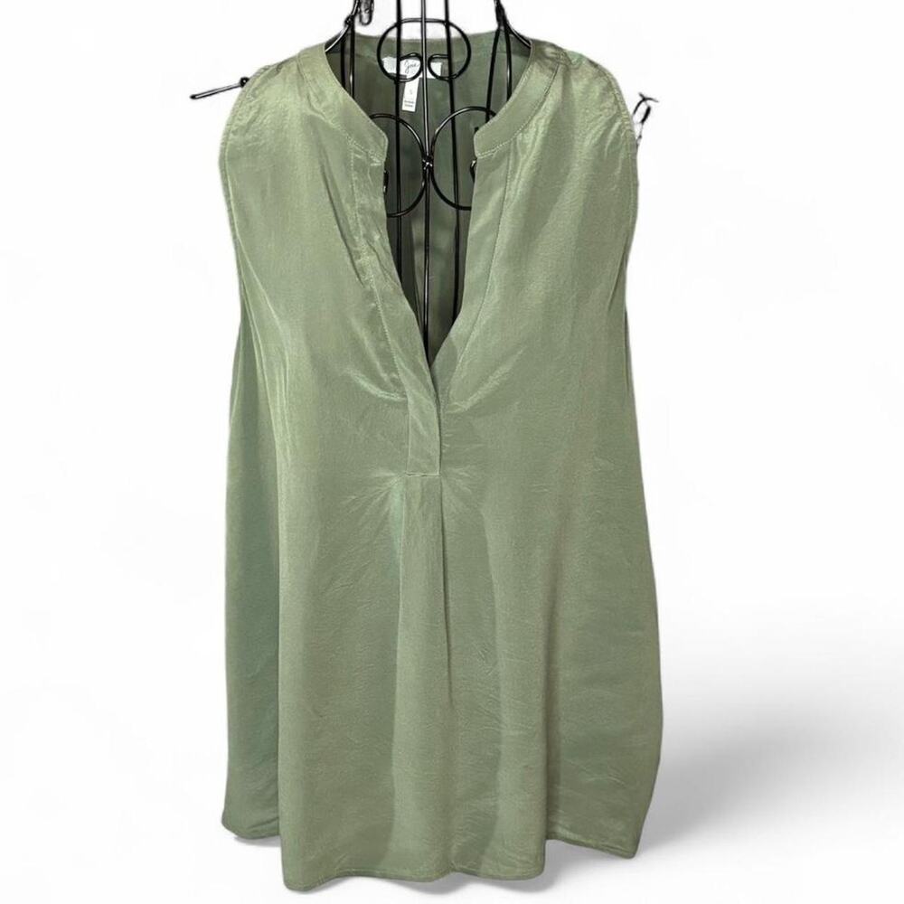 Joie Rancher Silk Sleeveless V-Neck Top Sage Green Size Small